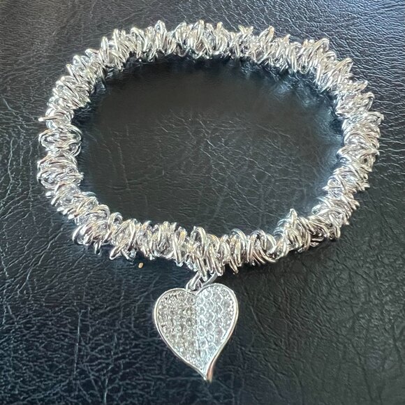 Martin James Of London | Silvertone | Stretch Bracelet & Rhinestone Earring Set - Picture 3 of 6